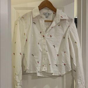 Old Navy White Shirt with Floral Embroidery